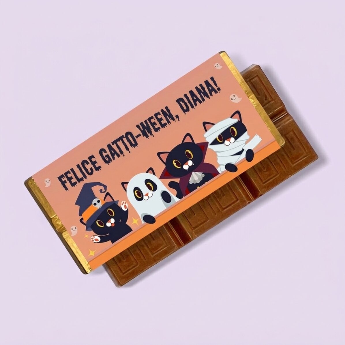 Mini tavoletta di cioccolato personalizzata con scritta - Catlloween
