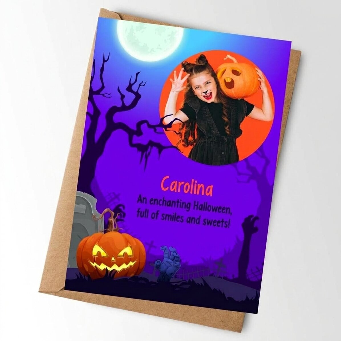 Biglietto personalizzato con testo e foto - Halloween