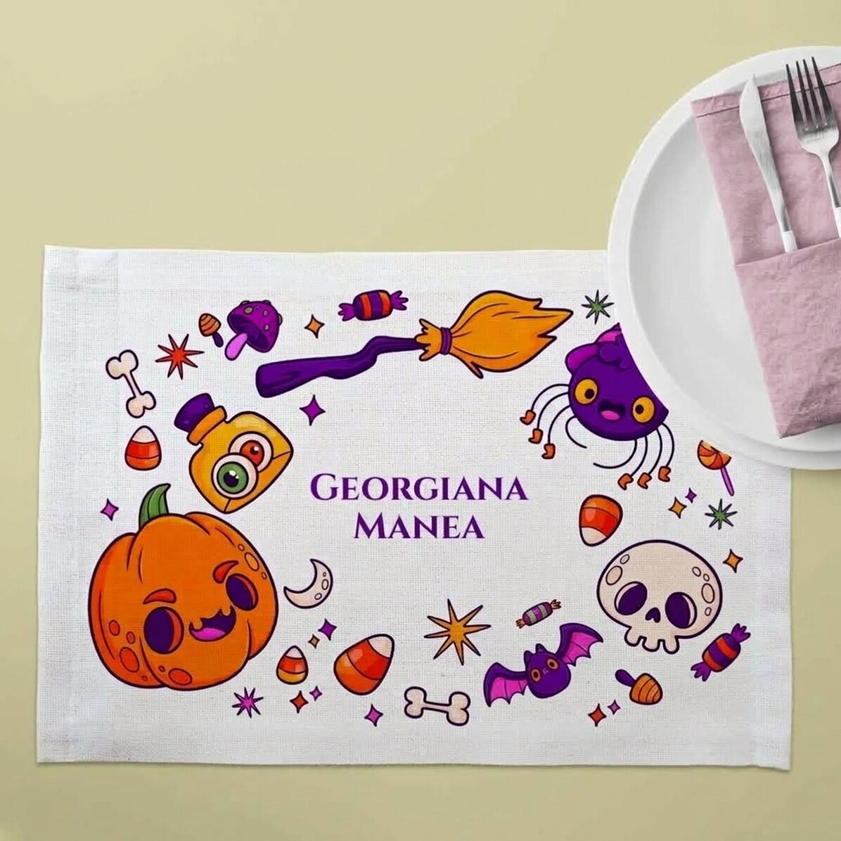 Portapiatto personalizzato con messaggio - Halloween