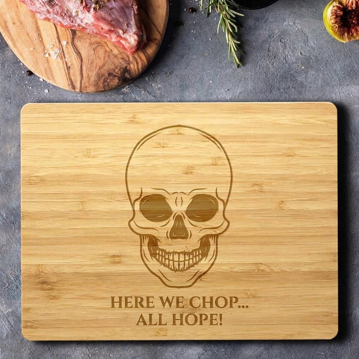 Tagliaverdure rettangolare in bambù personalizzato con scritta - Schelet
