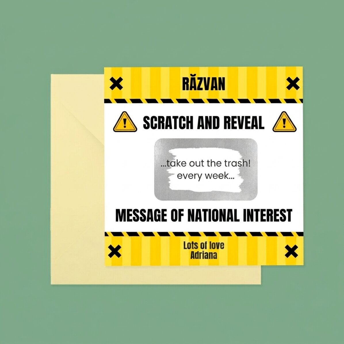 Carta gratta e vinci personalizzata con testo - Interes National