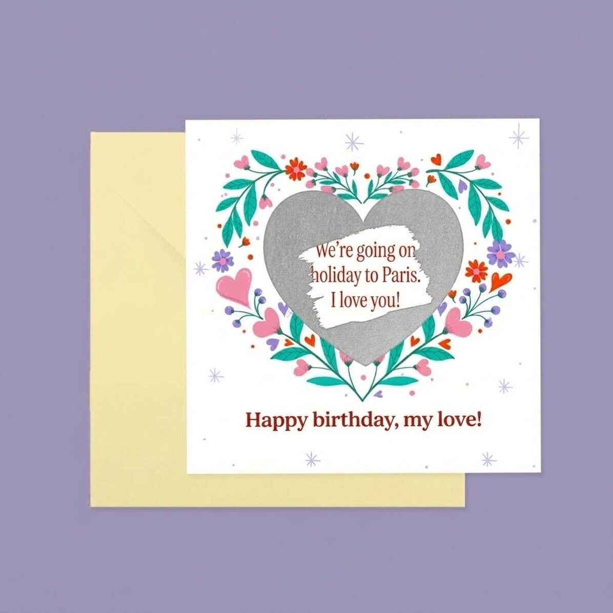 Carta gratta e vinci personalizzata con testo - Love