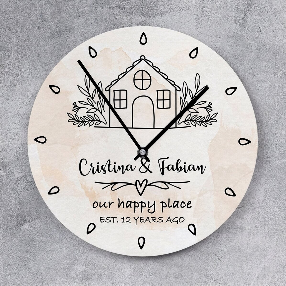 Orologio personalizzato con scritta - Happy place