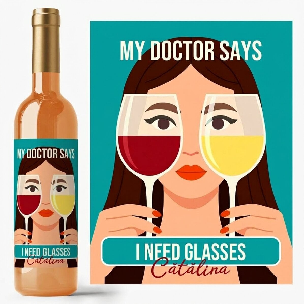 Vino personalizzato con scritta - Bicchieri