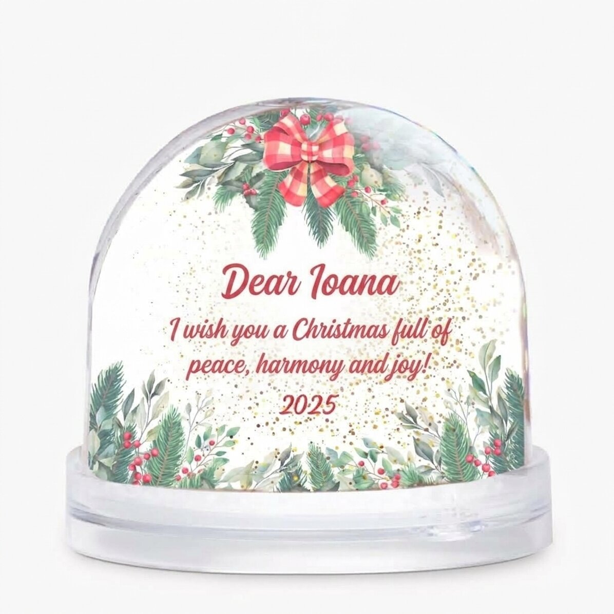 Pallina da scrivania personalizzata con messaggio e foto - Buon Natale