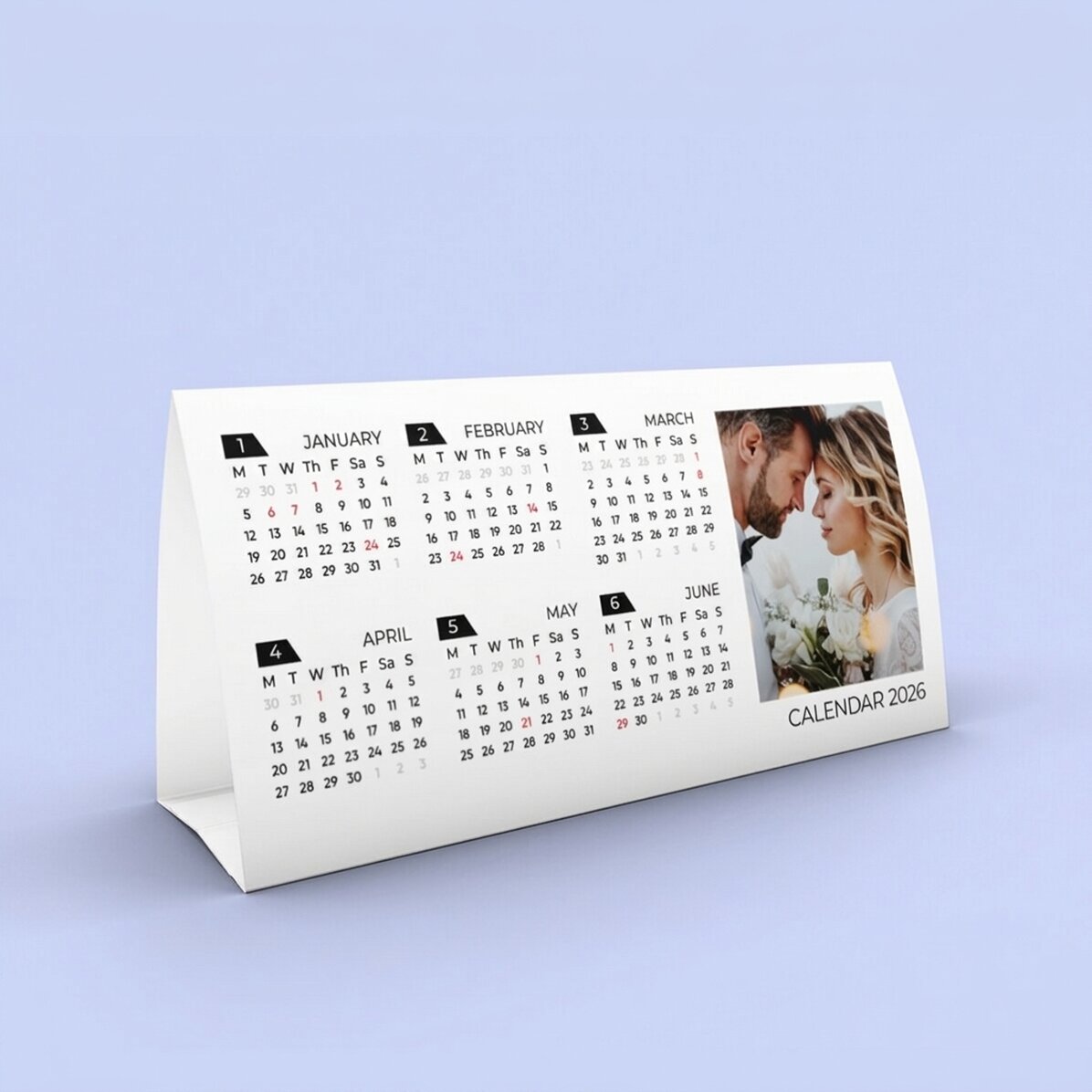 Calendario da scrivania 2026 personalizzato con 2 foto