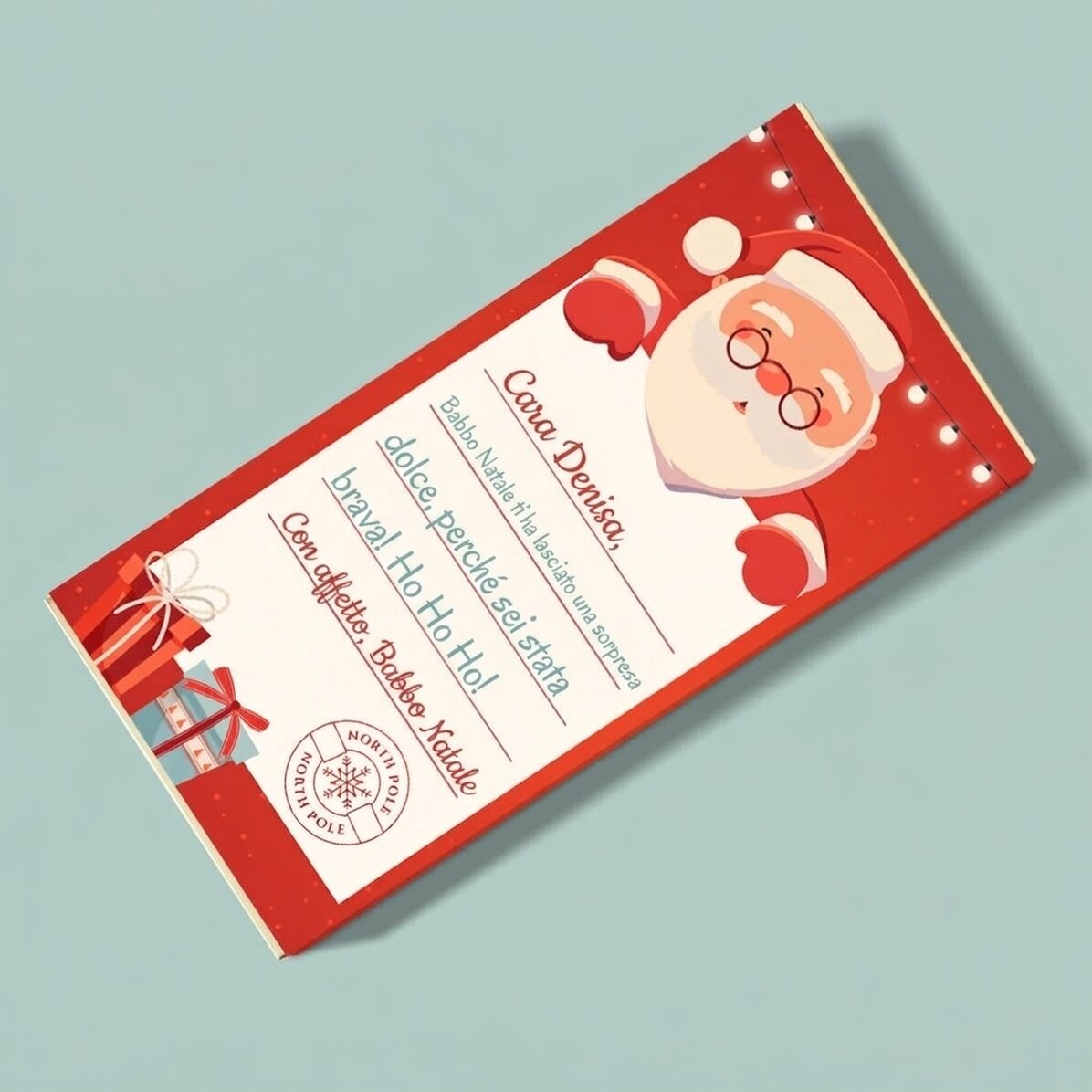 Cioccolato personalizzato con messaggio - Babbo Natale