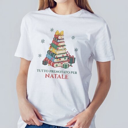 Maglietta in cotone personalizzata con una frase natalizia - Books