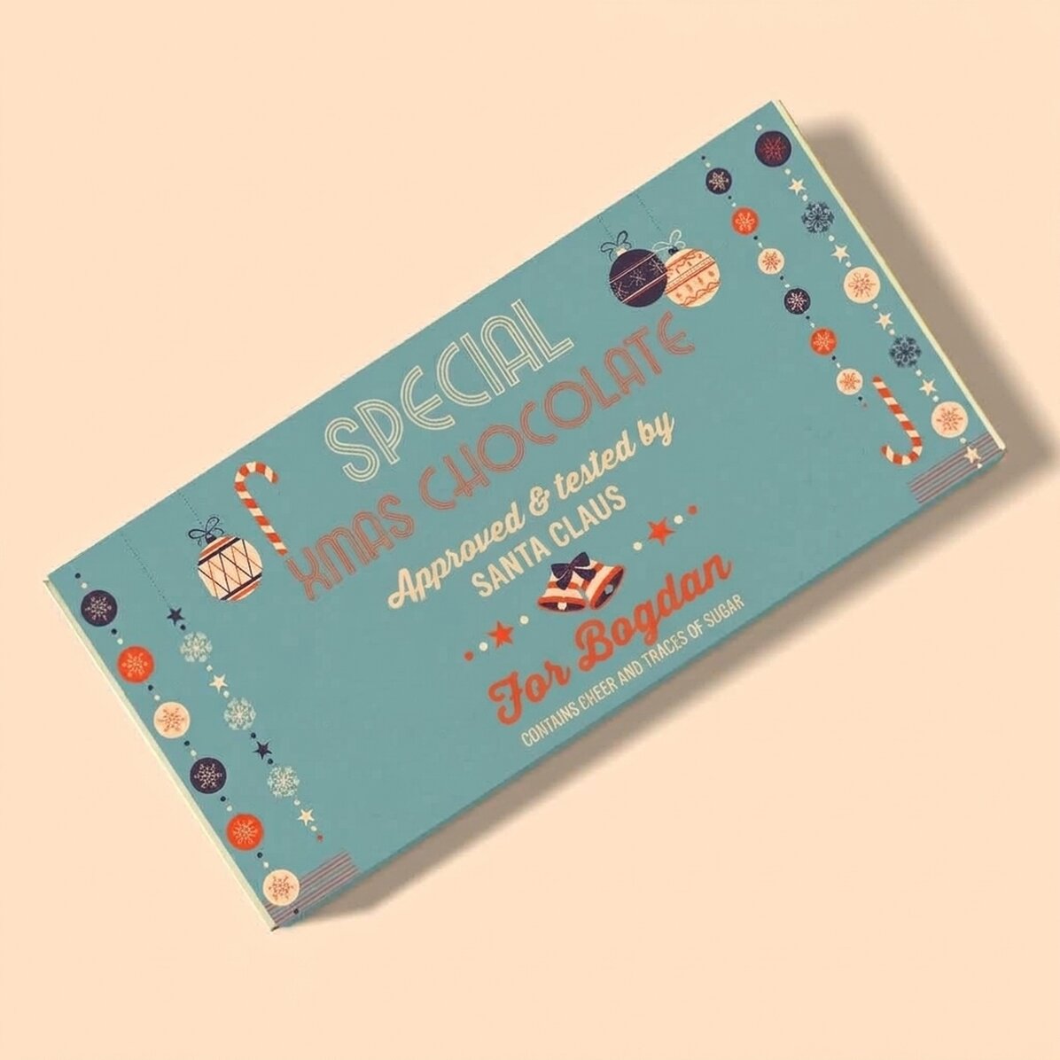 Cioccolato personalizzato con messaggio - Approvato da Babbo Natale