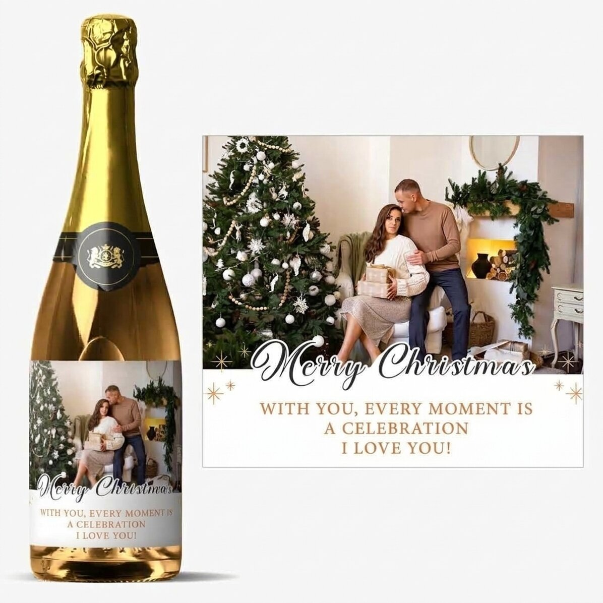 Spumante personalizzato con una frase e una foto - Buon Natale