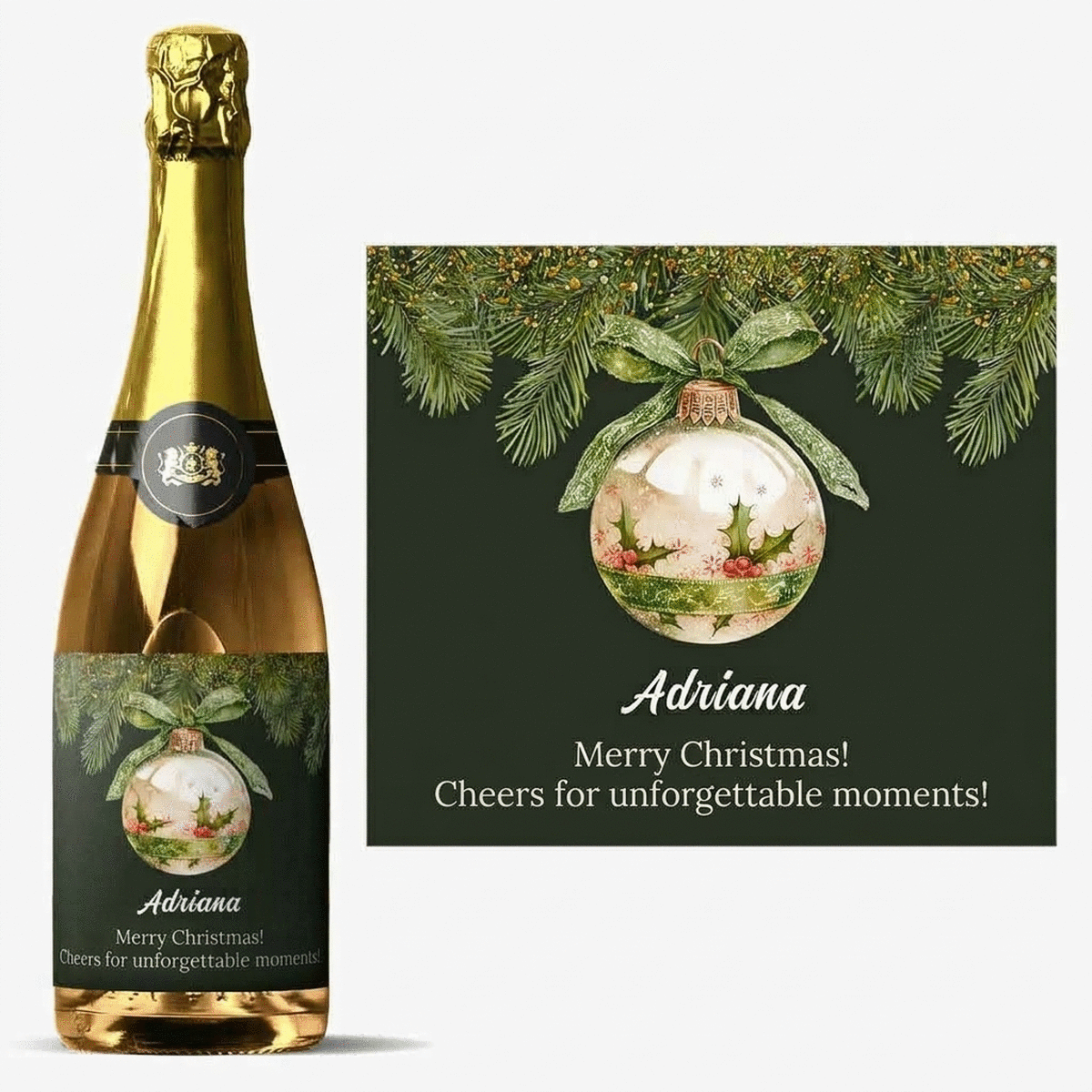 Spumante personalizzato con scritta - Pallina di Natale