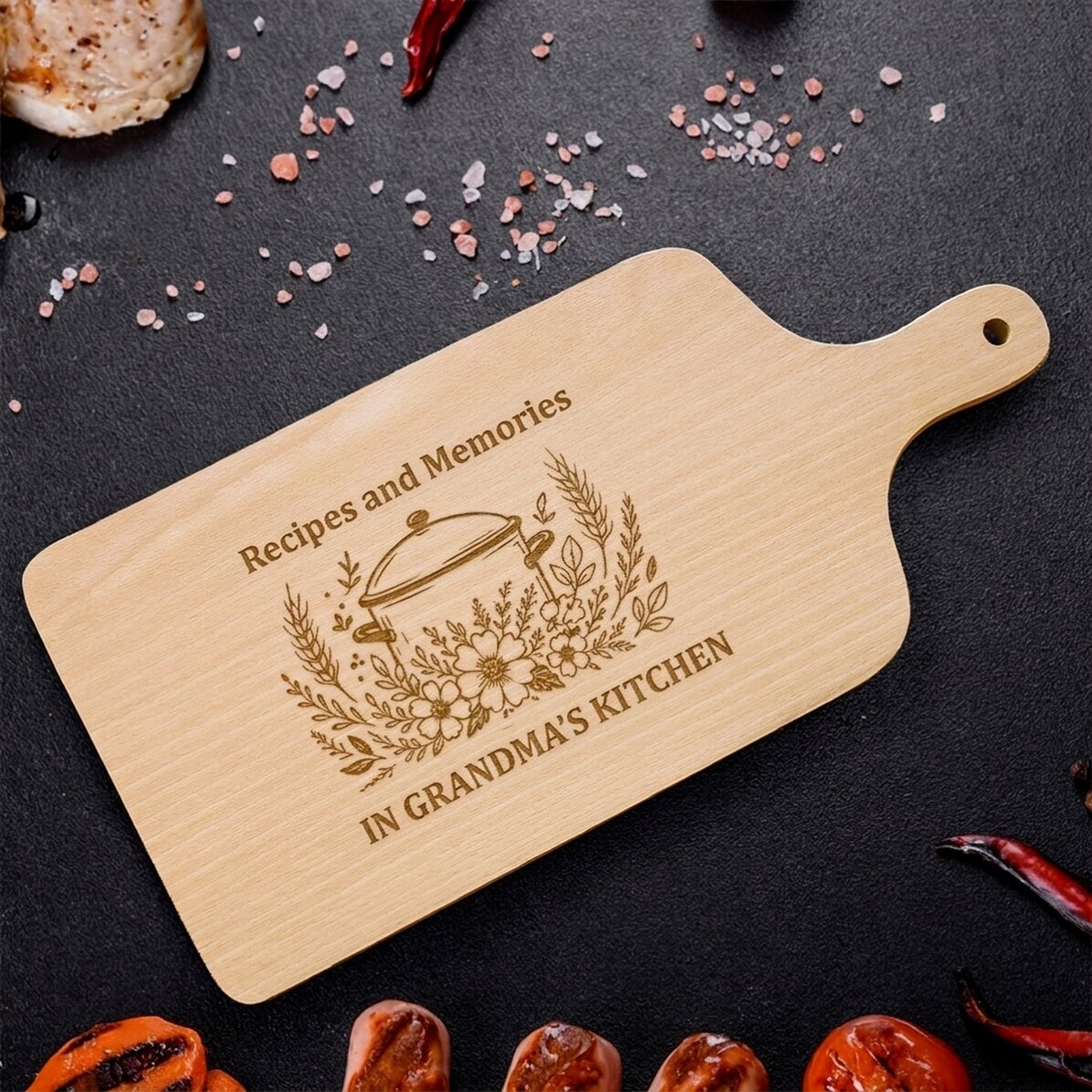 Tagliere personalizzato con scritta - Ricette e ricordi