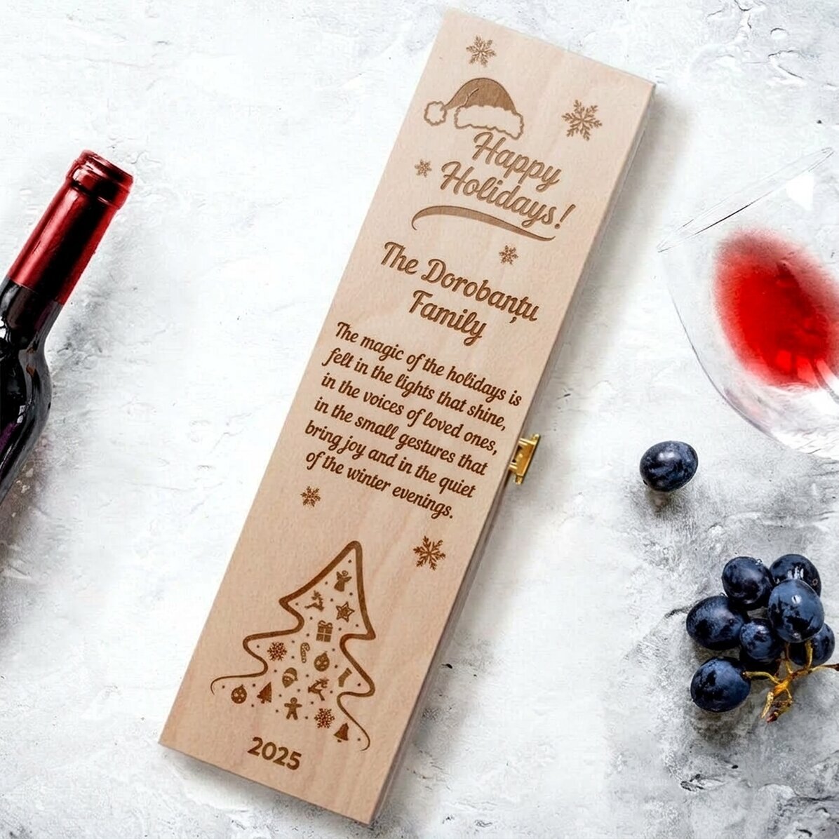 Scatola per vino personalizzata con scritta - Buone feste!