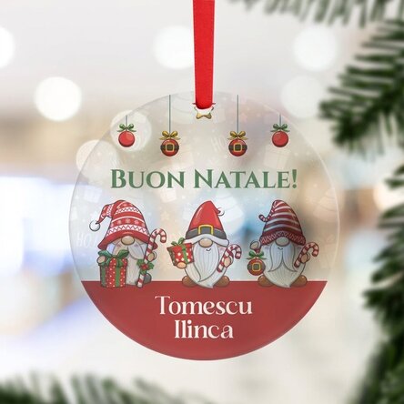 Ornamento rotondo personalizzato con messaggio - Gnomo