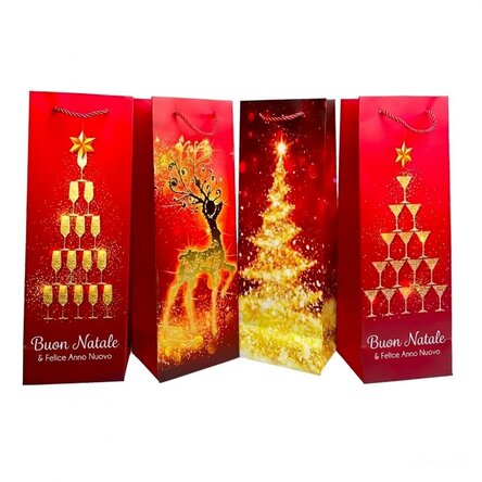Sacchetto regalo per bottiglia - Natale