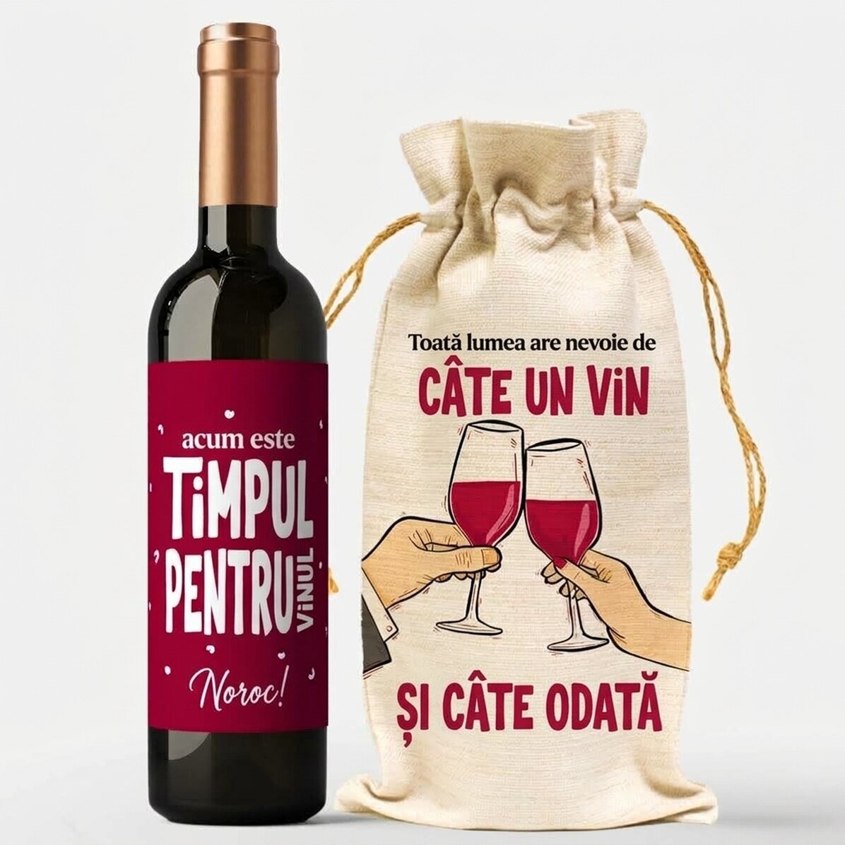 Set regalo con bottiglia e sacchetto per il vino - Wine o