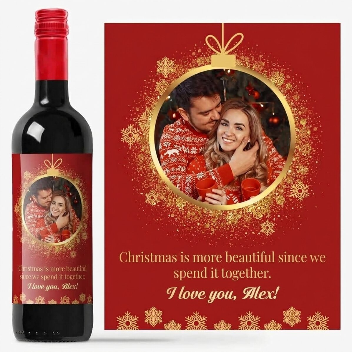Vino personalizzato con foto e testo - Natale