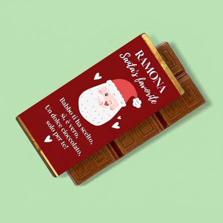 Mini tavoletta di cioccolato personalizzata con scritta - La preferita di Babbo Natale