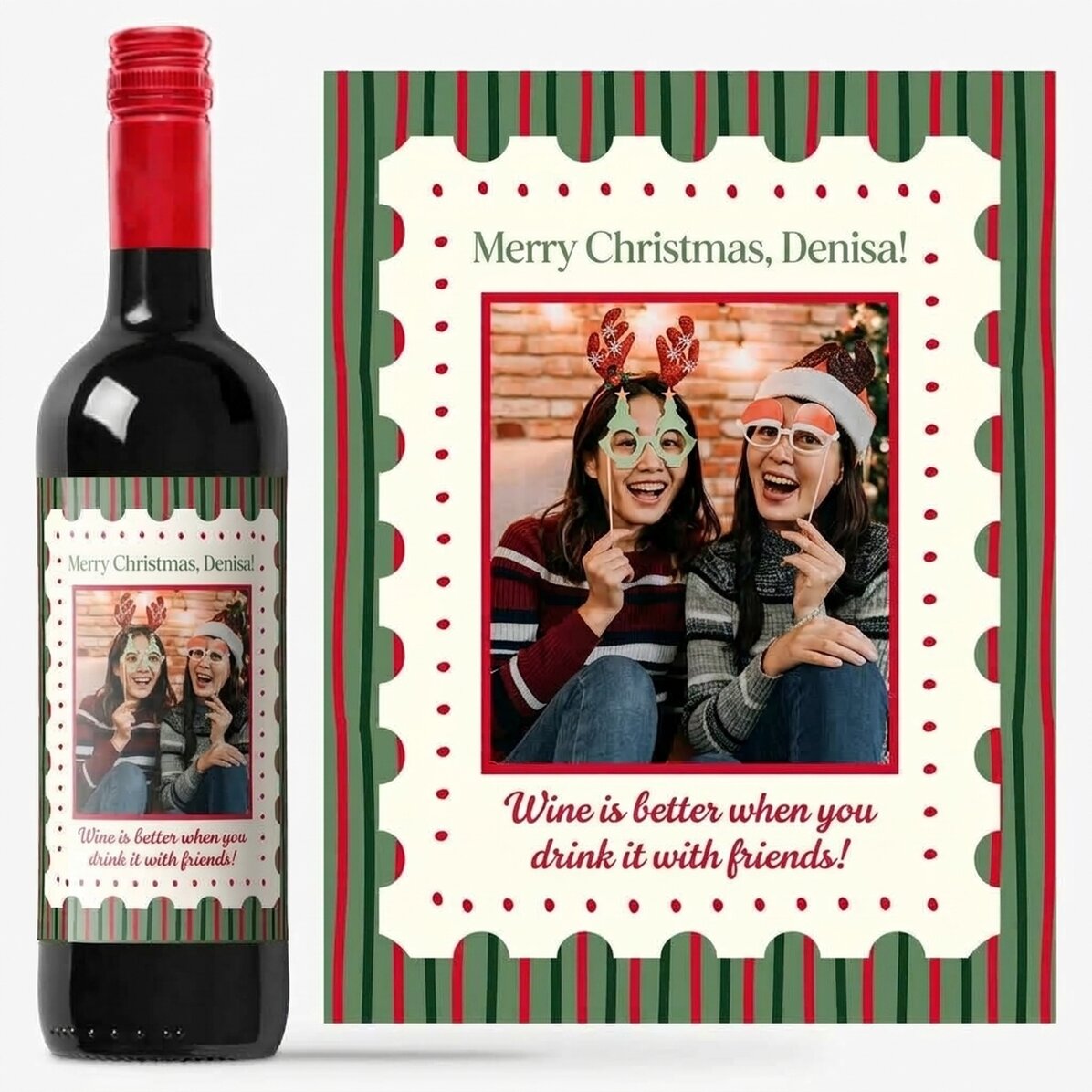Vino personalizzato con foto e messaggio - Natale