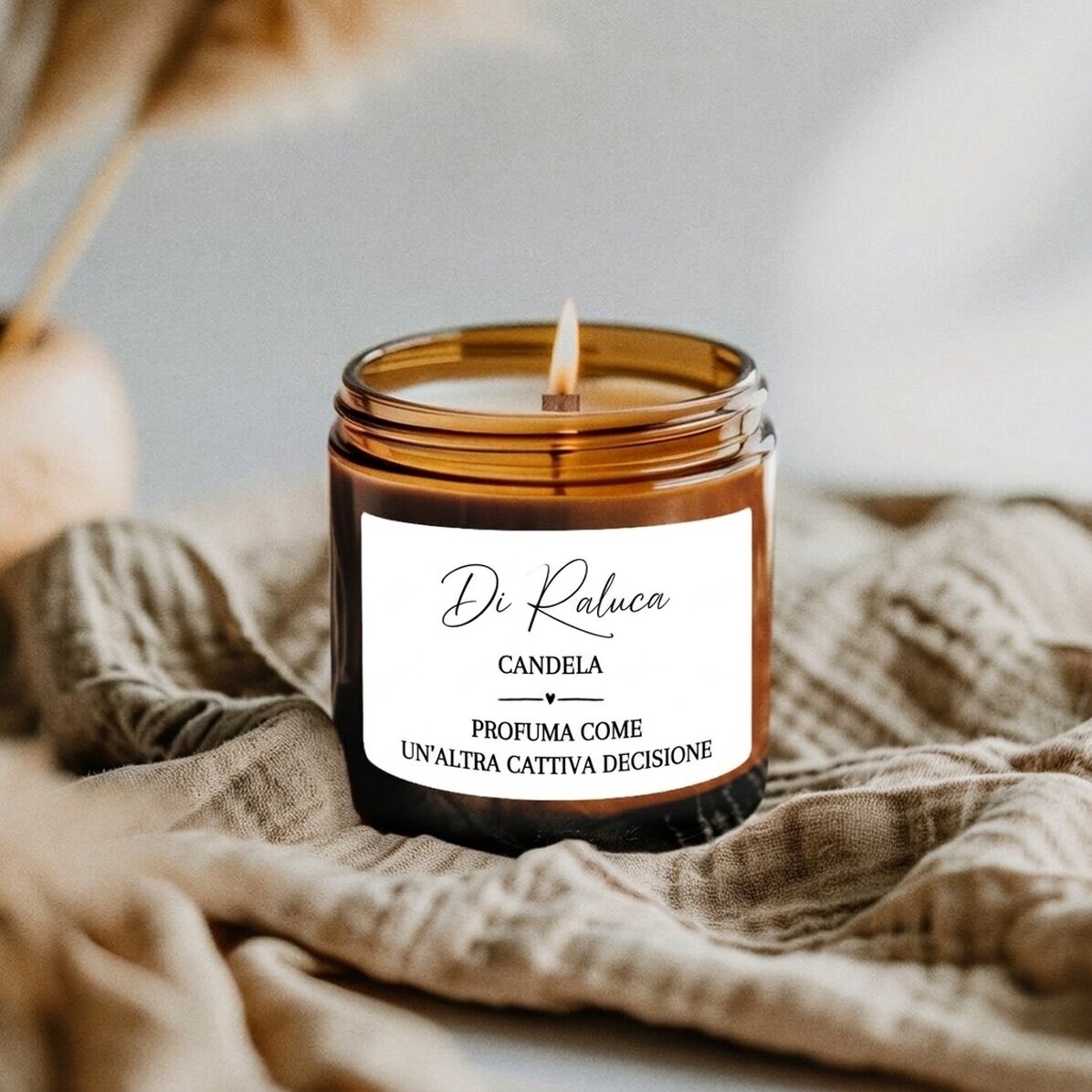 Piccola candela profumata personalizzata con scritta - Smells like