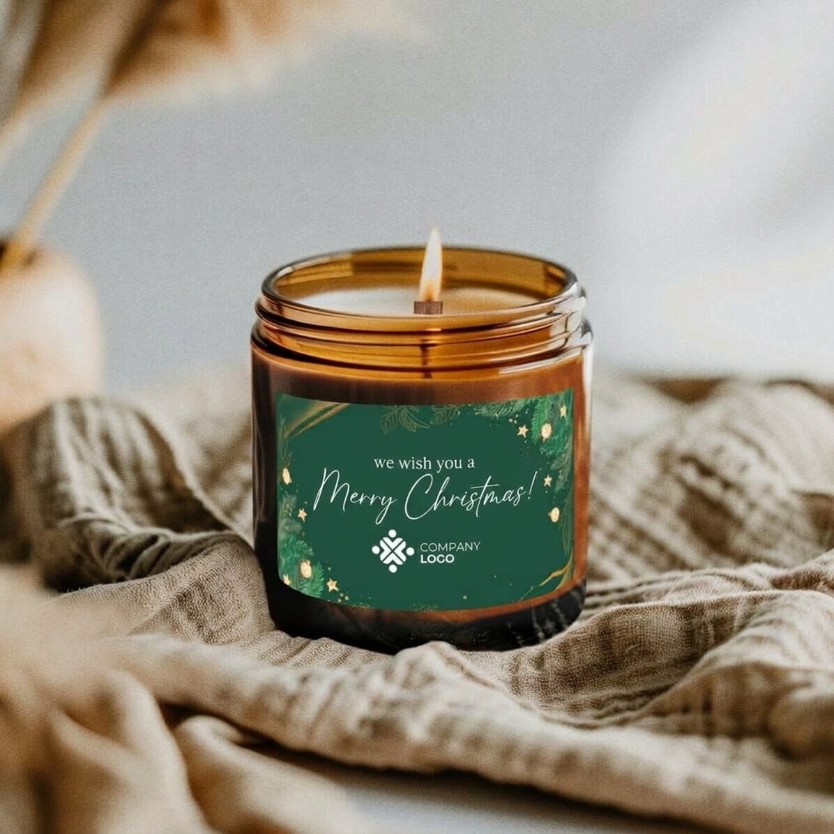 Candela profumata piccola personalizzata con logo e testo - Natale