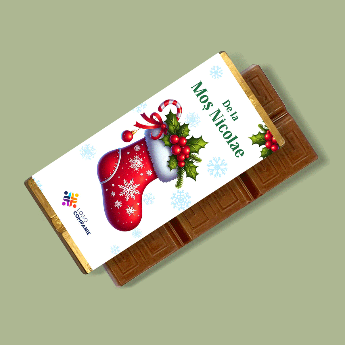 Mini tavoletta di cioccolato personalizzata con logo e messaggio - San Nicolao