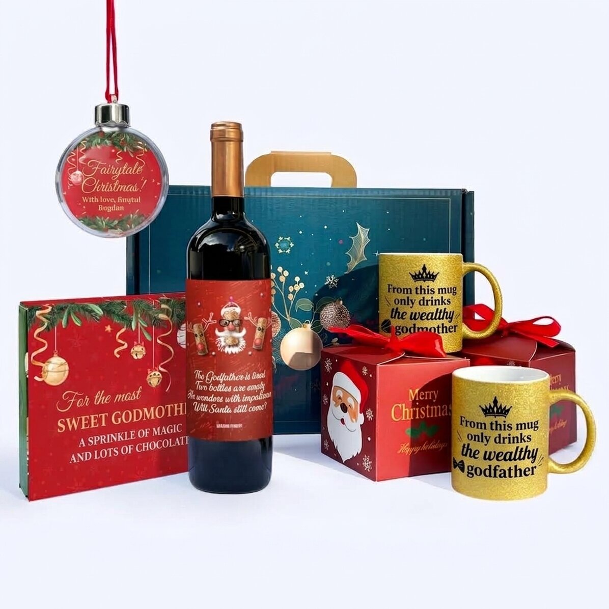 Confezione regalo di Natale per i padrini più cari