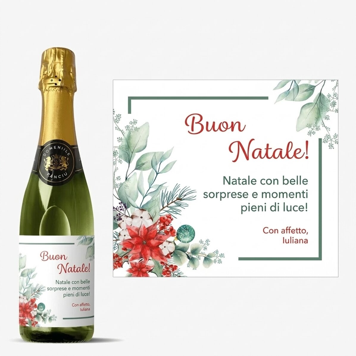 Bottiglia media di spumante personalizzata con scritta - Natale