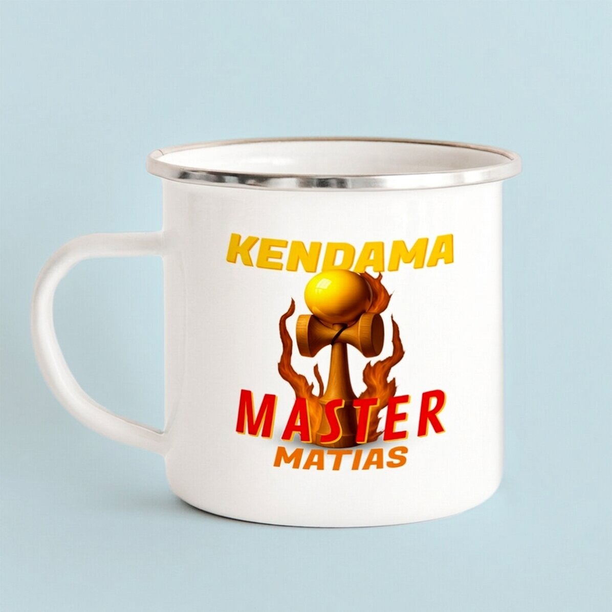 Tazza in metallo smaltato con nome per bambini - Kendama Master