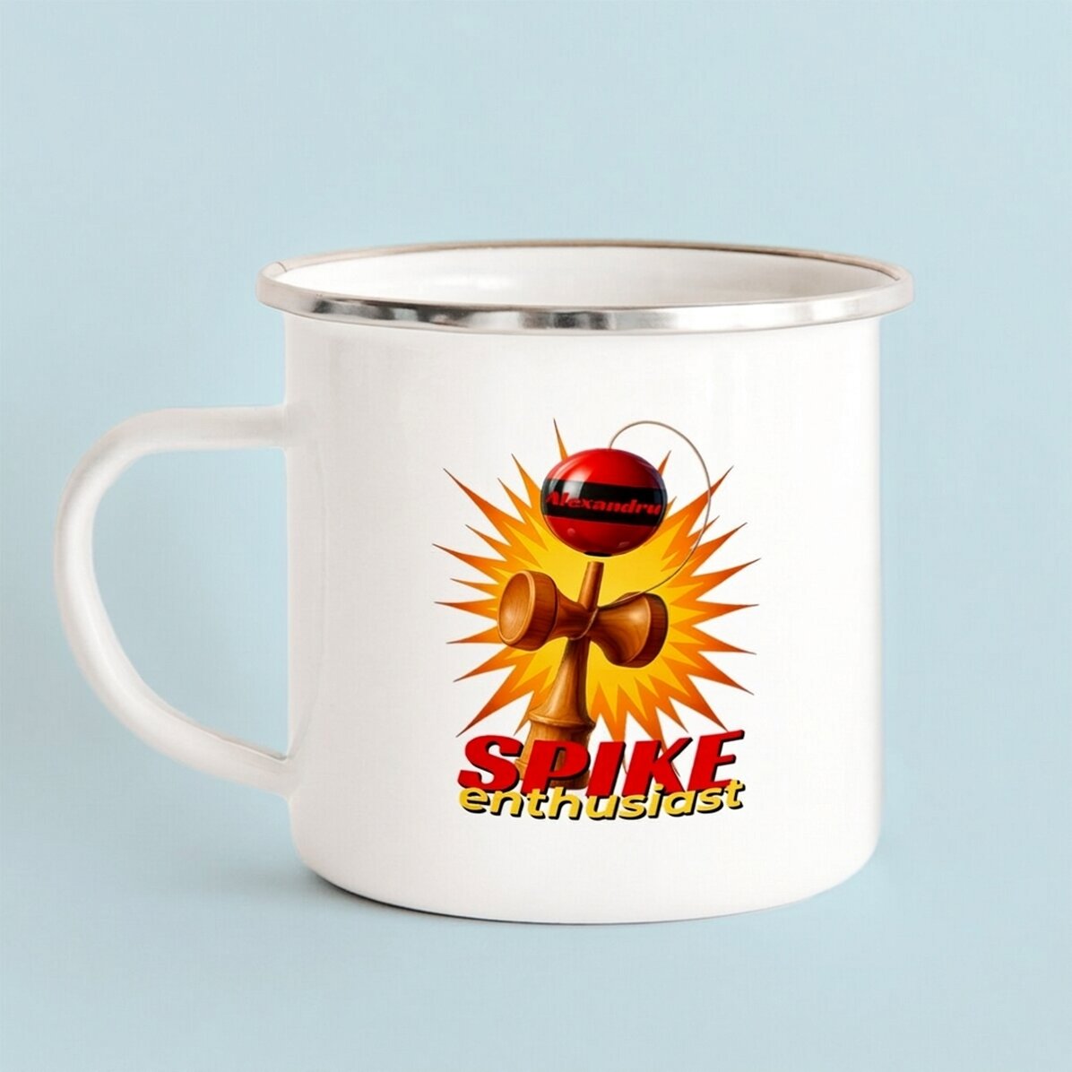 Tazza in metallo smaltato con nome per bambini - Spike Enthusiast