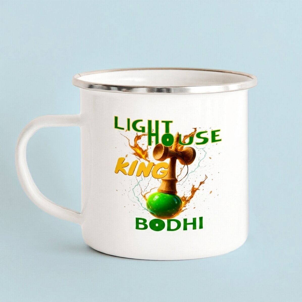 Tazza in metallo smaltato con nome per bambini - Lighthouse King