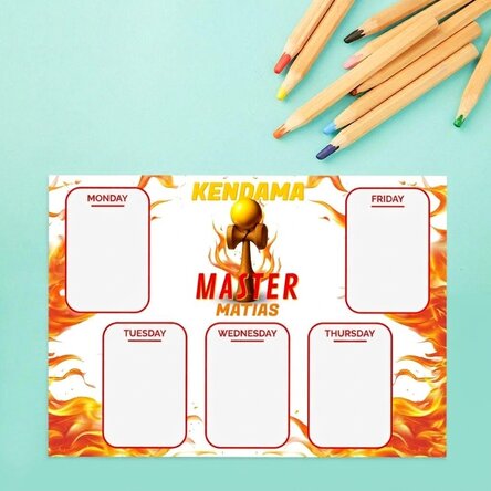 Personalised timetable with text - Kendama Master