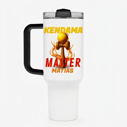 Tazza termica con manico e cannuccia personalizzata con nome - Kendama Master
