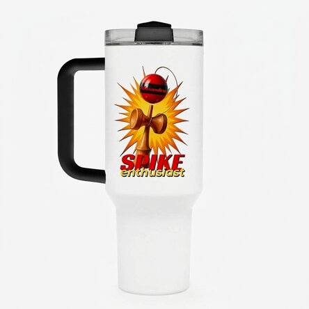 Tazza termica con manico e cannuccia personalizzata con nome - Spike Enthusiast