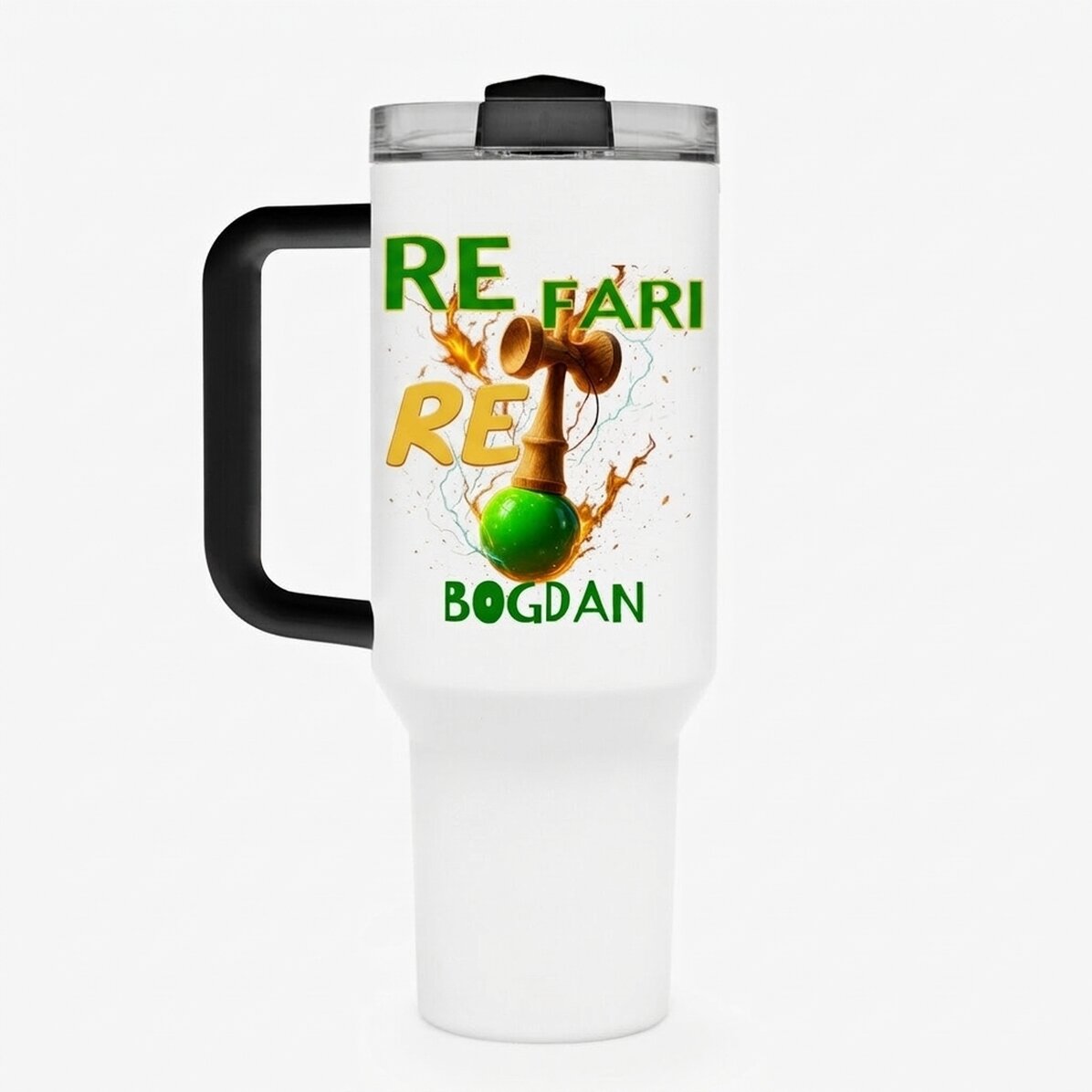Tazza termica con manico e cannuccia personalizzata con nome - Lighthouse King
