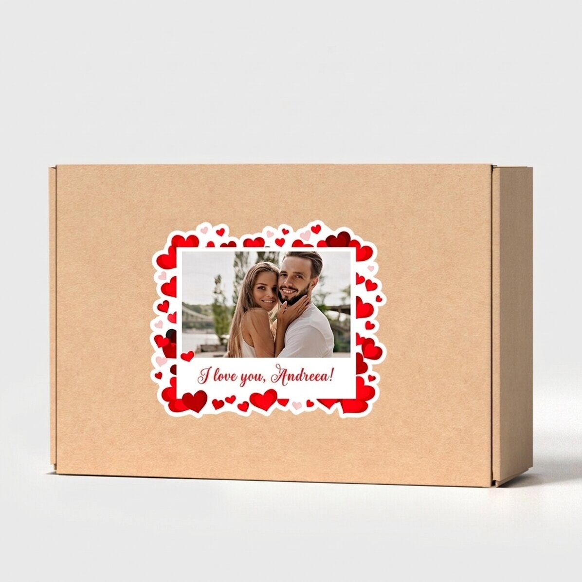 Scatola artigianale personalizzata con adesivo - Love