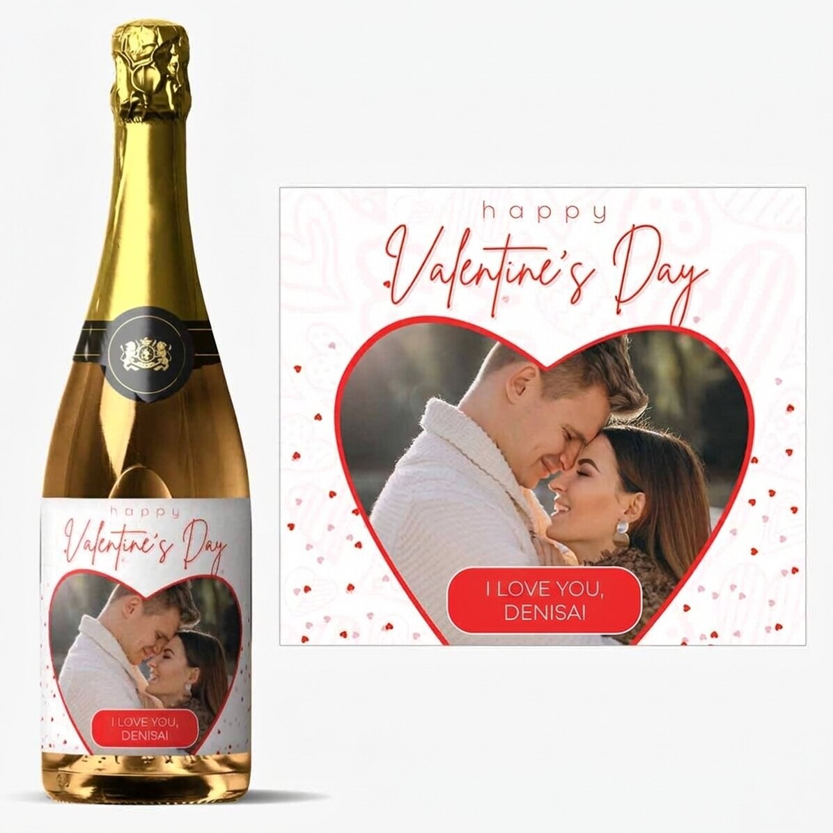 Spumante personalizzato con foto e testo - Cuore