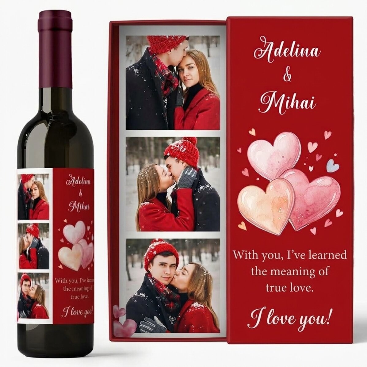 Vino personalizzato con foto e testo - Amore