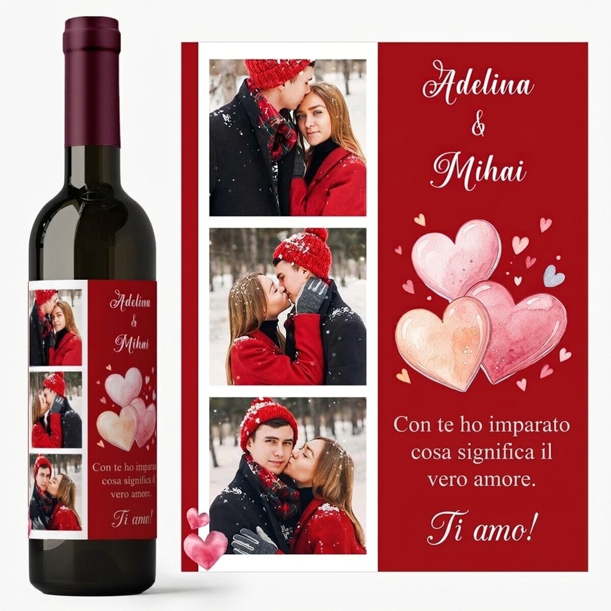Vino personalizzato con foto e testo - Amore