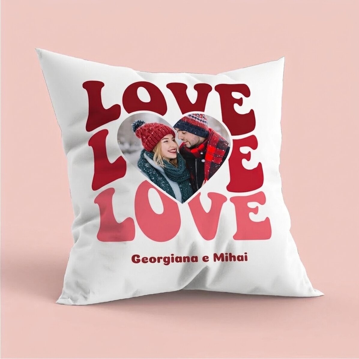 Cuscino personalizzato con foto e testo - Love