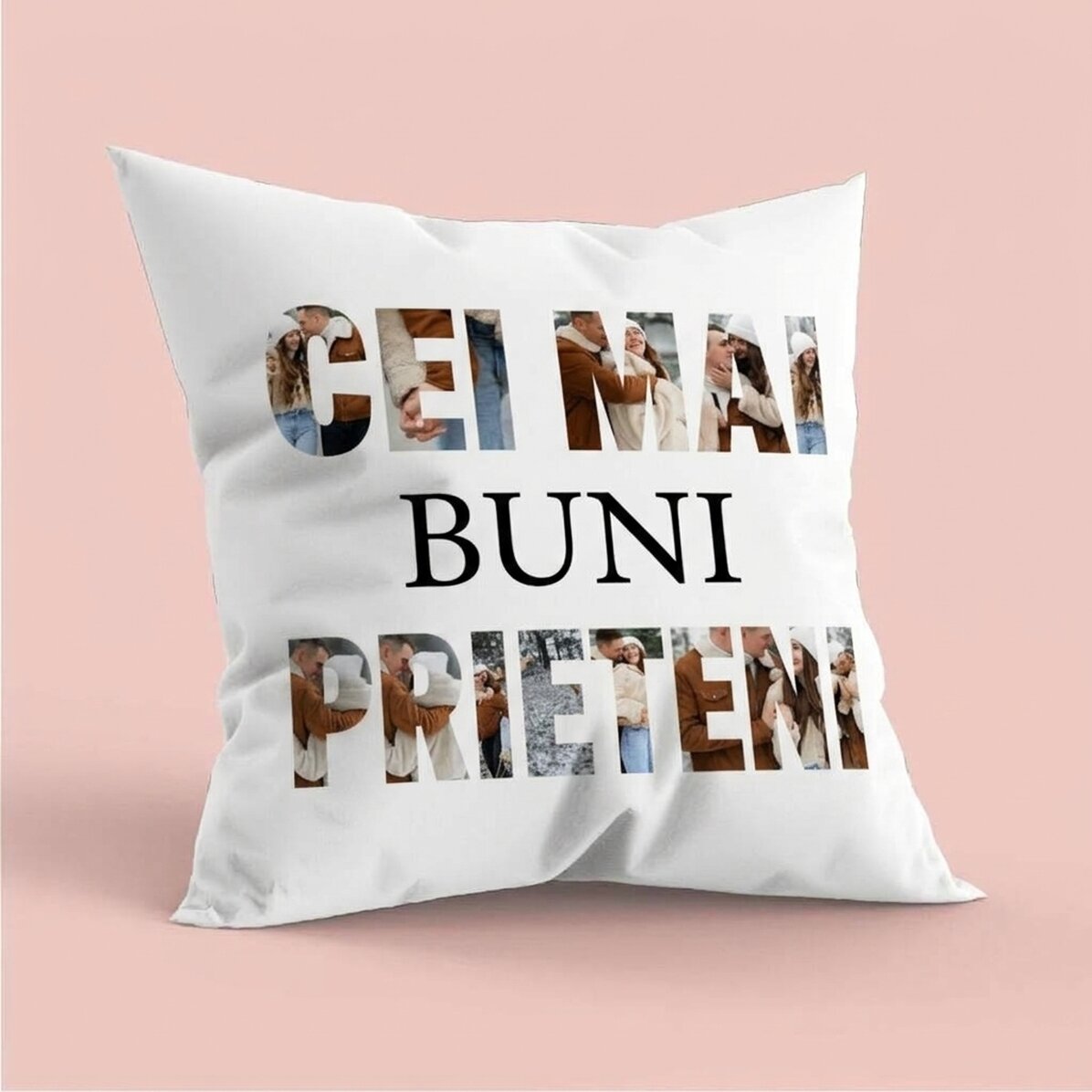 Cuscino personalizzato con 8 foto e testo - Best