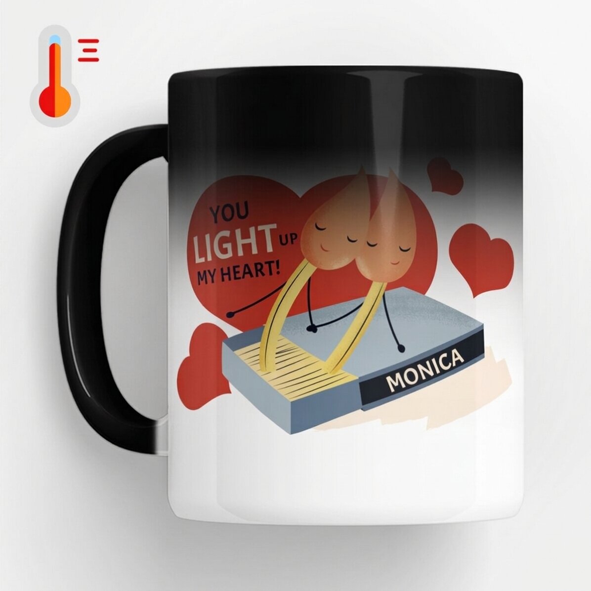 Tazza termosensibile personalizzata con messaggio - Light up my heart