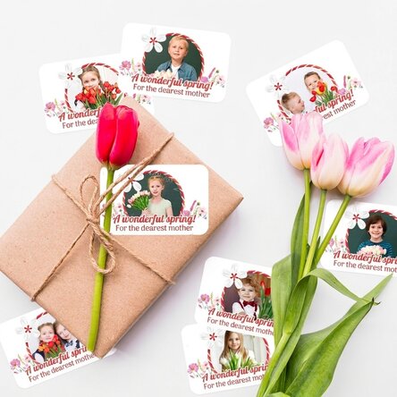Set di 8 adesivi (etichette autoadesive) personalizzati con foto e messaggio