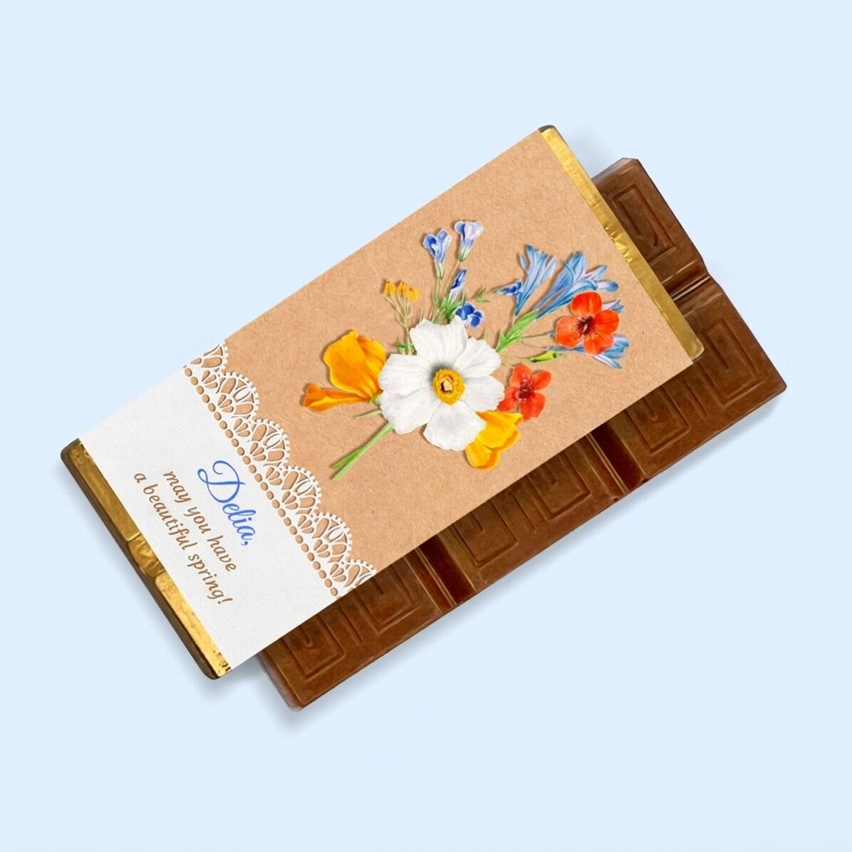 Mini tavoletta di cioccolato personalizzata con messaggio - Bella primavera