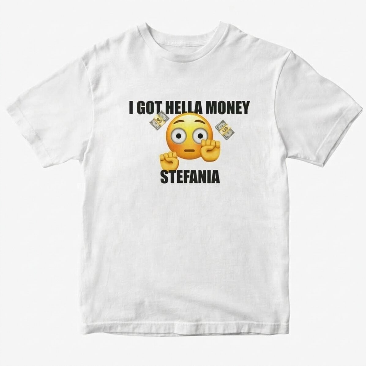Maglietta in cotone personalizzata con la scritta - I got hella money