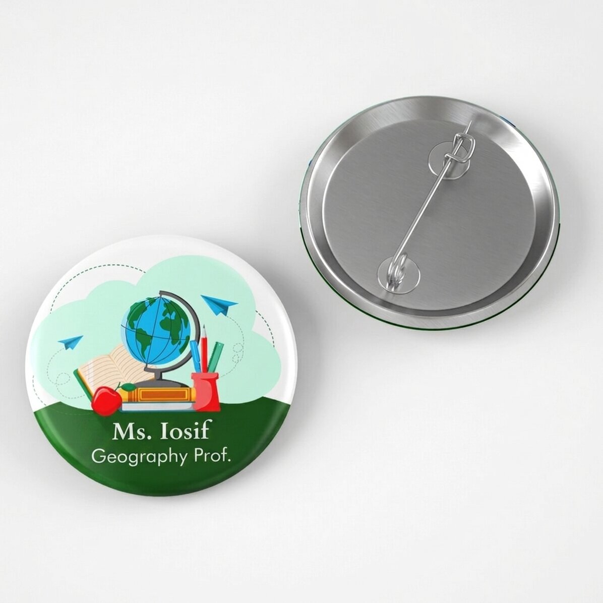 Distintivo personalizzato con scritta - Insegnante di geografia