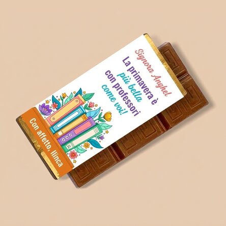 Mini tavoletta di cioccolato personalizzata con una dedica per le insegnanti