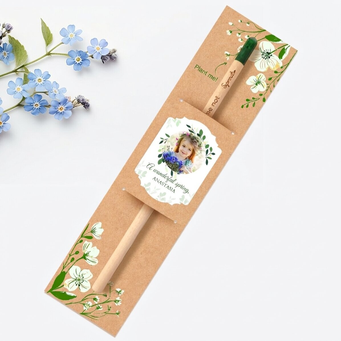 Matita piantabile personalizzata con foto e messaggio - Una primavera meravigliosa