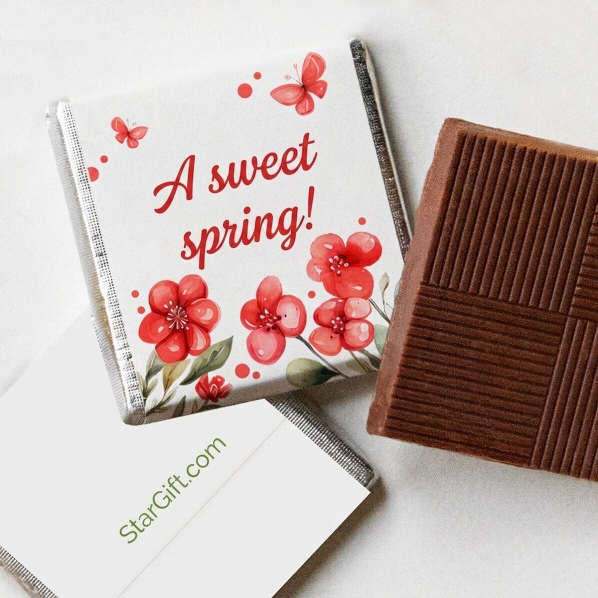 Mini cioccolatino personalizzato con messaggio - Una dolce primavera