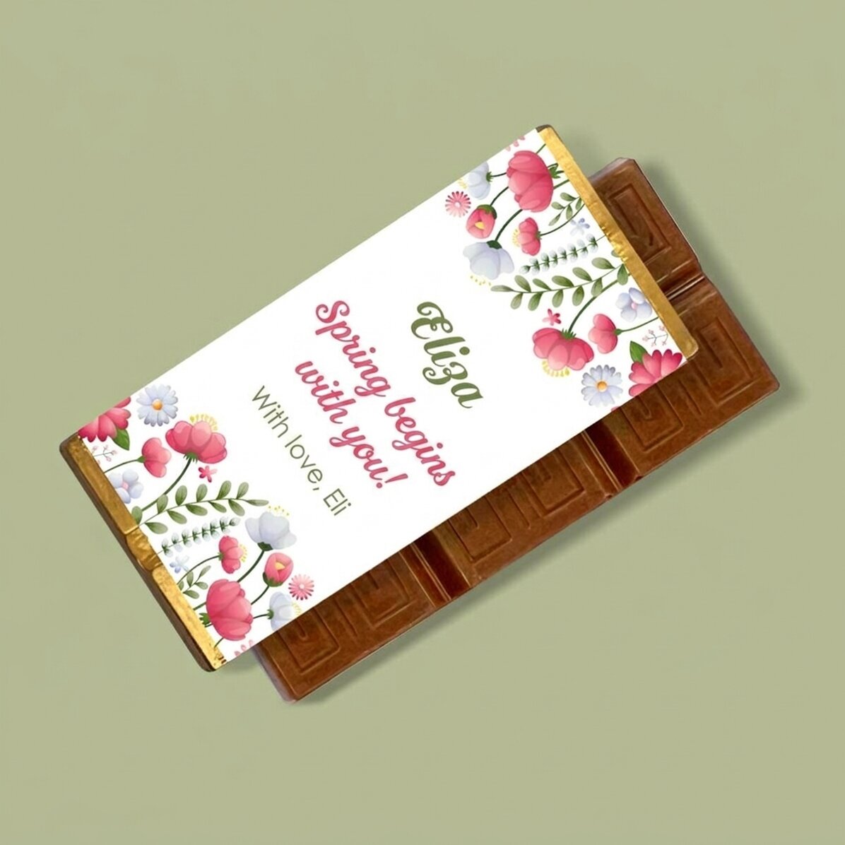Mini tavoletta di cioccolato personalizzata con una frase - La primavera inizia con te
